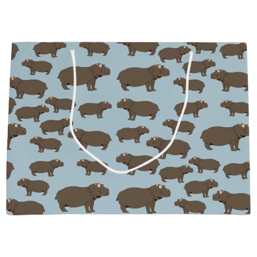 Hippopotamus Hippo Pattern Groot Cadeauzakje (Voorkant)