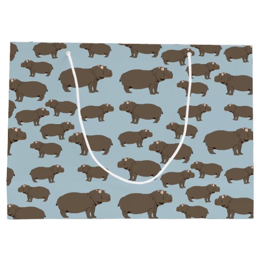 Hippopotamus Hippo Pattern Groot Cadeauzakje (Achterkant)