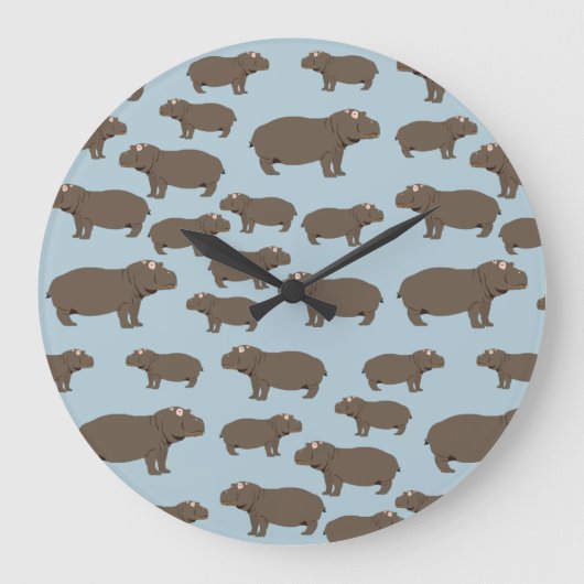 Hippopotamus Hippo Pattern   Grote Klok (Voorkant)