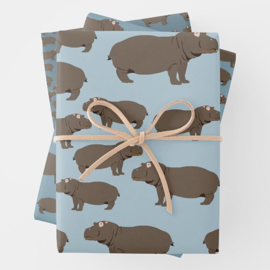 Hippopotamus Hippo Pattern Inpakpapier Vel (In situ)
