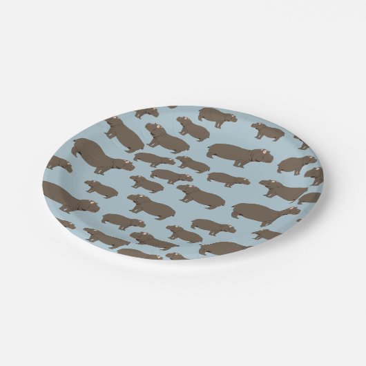 Hippopotamus Hippo Pattern Papieren Bordje (Gekanteld)