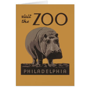 Hippopotamus hippo zoo poster wpa