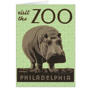 Hippopotamus  hippo zoo poster wpa
