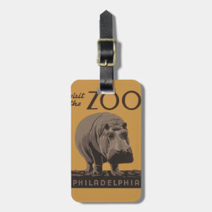 Hippopotamus hippo zoo poster wpa bagagelabel