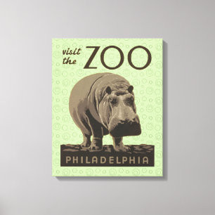 Hippopotamus hippo zoo poster wpa canvas afdruk
