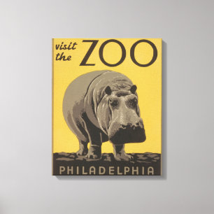 Hippopotamus hippo zoo poster wpa canvas afdruk