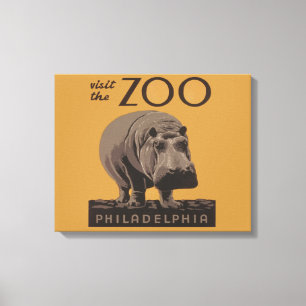 Hippopotamus hippo zoo poster wpa canvas afdruk