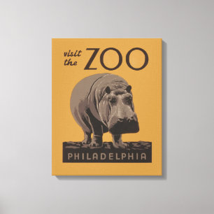 Hippopotamus hippo zoo poster wpa canvas afdruk