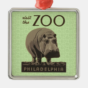 Hippopotamus  hippo zoo poster wpa metalen ornament