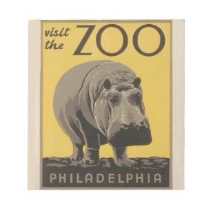 Hippopotamus  hippo zoo poster wpa notitieblok