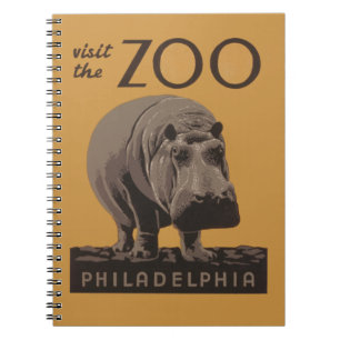 Hippopotamus  hippo zoo poster wpa notitieboek