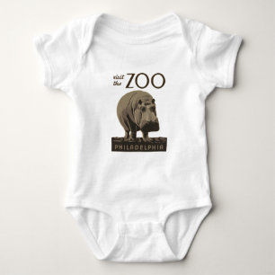 Hippopotamus hippo zoo poster wpa romper