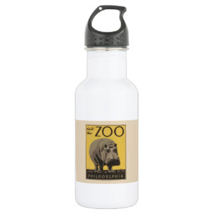 Hippopotamus hippo zoo poster wpa waterfles