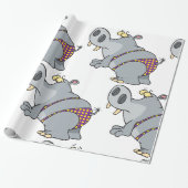 Hippopotamus in een Bikini Cadeaupapier (Uitgerold)