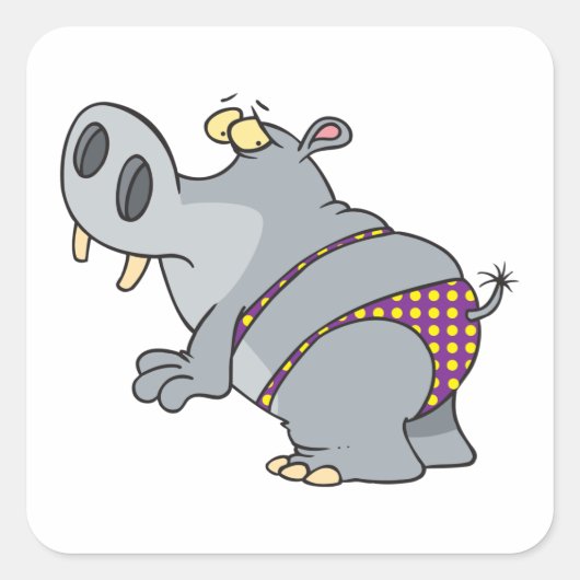 Hippopotamus in een Bikini Vierkante Sticker (Voorkant)