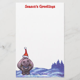 Hippopotamus Kerstmis Briefpapier