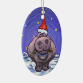 Hippopotamus Kerstmis Keramisch Ornament (Rechts)