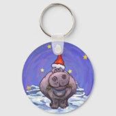Hippopotamus Kerstmis Sleutelhanger (Voorkant)
