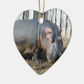 Hippopotamus kerstornament keramisch ornament (Links)