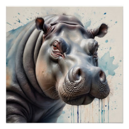 Hippopotamus no 3 Glanzend Poster Perfect Poster
