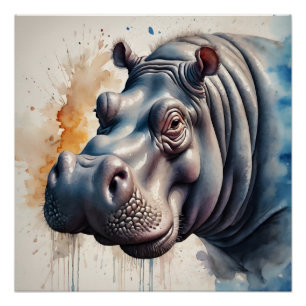 Hippopotamus nr. 2 Glanzend Poster Perfect Poster
