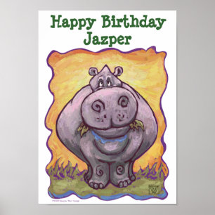 Hippopotamus Party Center Poster