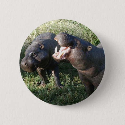 Hippopotamus Ronde Button 5,7 Cm (Voorkant)