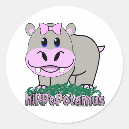 Hippopotamus Ronde Sticker (Voorkant)