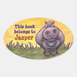 Hippopotamus Stationery Ovale Sticker
