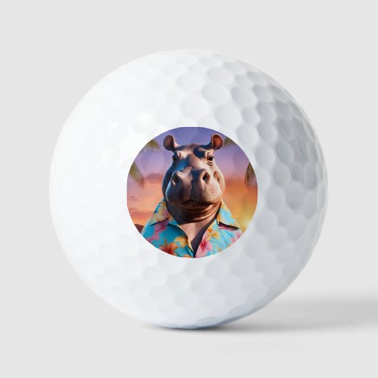 Hippopotamus Vakantie Golfballen (Voorkant)
