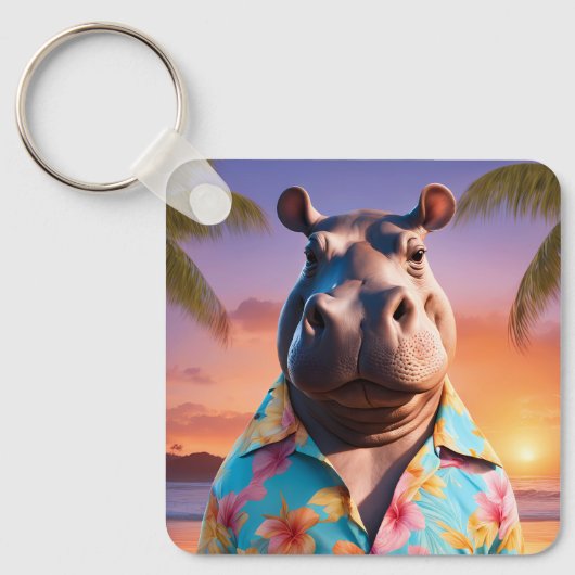 Hippopotamus Vakantie Sleutelhanger (Voorkant)