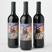 Hippopotamus Vakantie Wijn Etiket (Flessen)