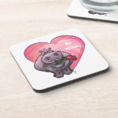 Hippopotamus Valentijnsdag Drankjes Onderzetter (Linkerzijde)