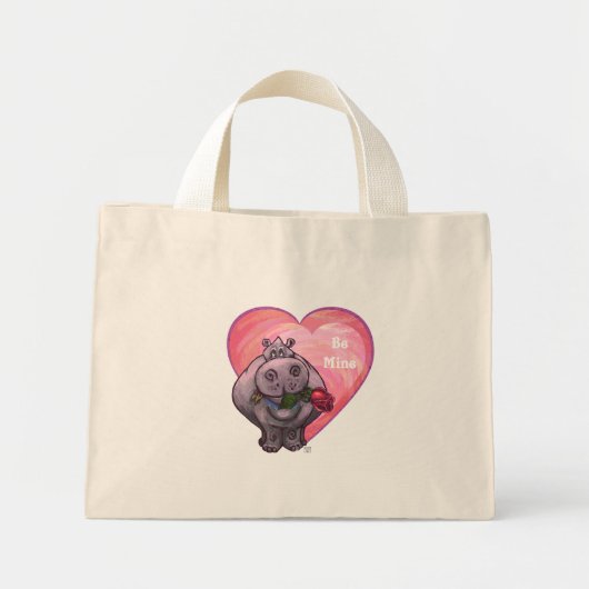 Hippopotamus Valentijnsdag Mini Tote Bag (Voorkant)