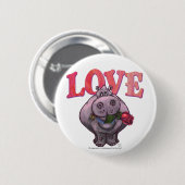 Hippopotamus Valentijnsdag Ronde Button 5,7 Cm (Voorkant /achterkant)
