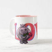 Hippopotamus Valentijnsdag Tweekleurige Koffiemok (Voorkant links)