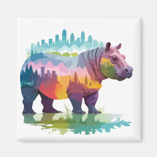 Hippopotamus Vector Art Animal Majestic Natuur Magneet