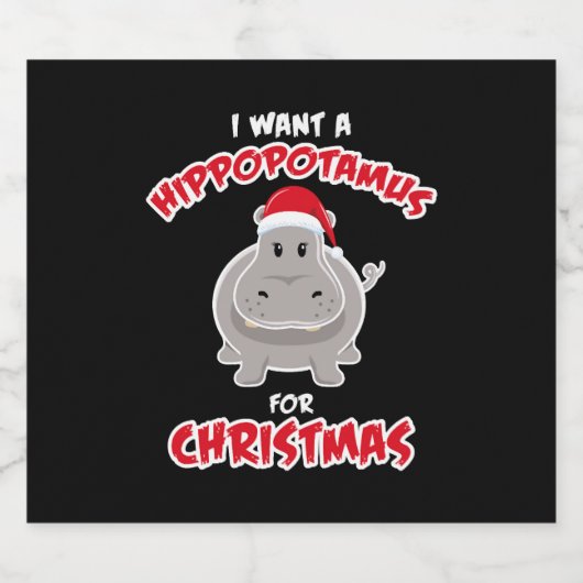 Hippopotamus voor kerstcadeaus sparkling wijnetiket (Enkel label)