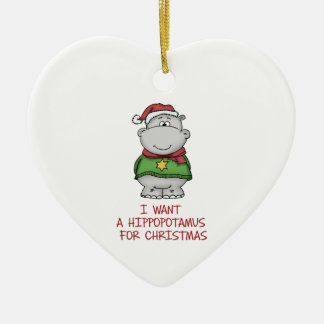 Hippopotamus voor Kerstmis - Cute Hippo Design Keramisch Ornament