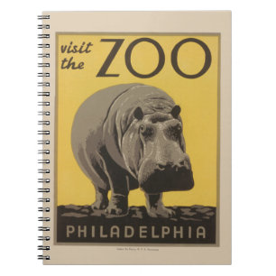 Hippopotamus  WPA Zoo Poster Hippo Art Notitieboek