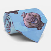 Hippopotamushoofden en trappenpatronen stropdas (Opgerold)