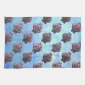Hippopotamushoofden en trappenpatronen theedoek (Horizontaal)