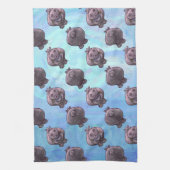 Hippopotamushoofden en trappenpatronen theedoek (Verticaal)