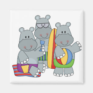 Hippos bij de Beach Tshirts en cadeautjes Magneet