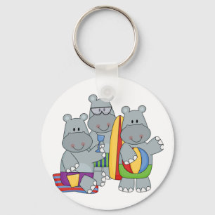 Hippos bij de Beach Tshirts en cadeautjes Sleutelhanger
