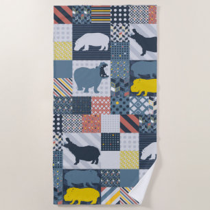 Hippos Faux Quilt Strandlaken