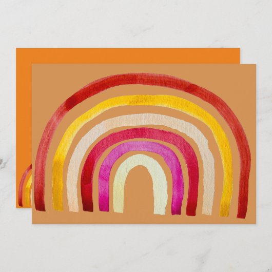 Hippy 60s arc-en-ciel rétro invitation à thème (Devant / Derrière)