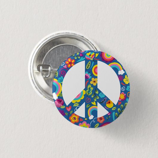 Hippy 60s Boho Peace Sign Ronde Button 3,2 Cm (Voorkant /achterkant)