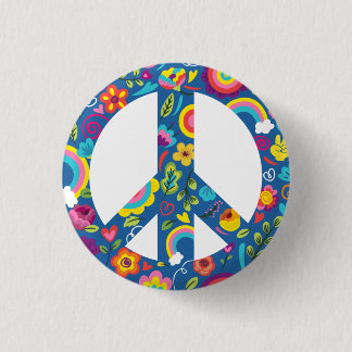 Hippy 60s Boho Peace Sign Ronde Button 3,2 Cm
