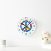Hippy 60s Boho Peace Sign Ronde Klok (Huis)